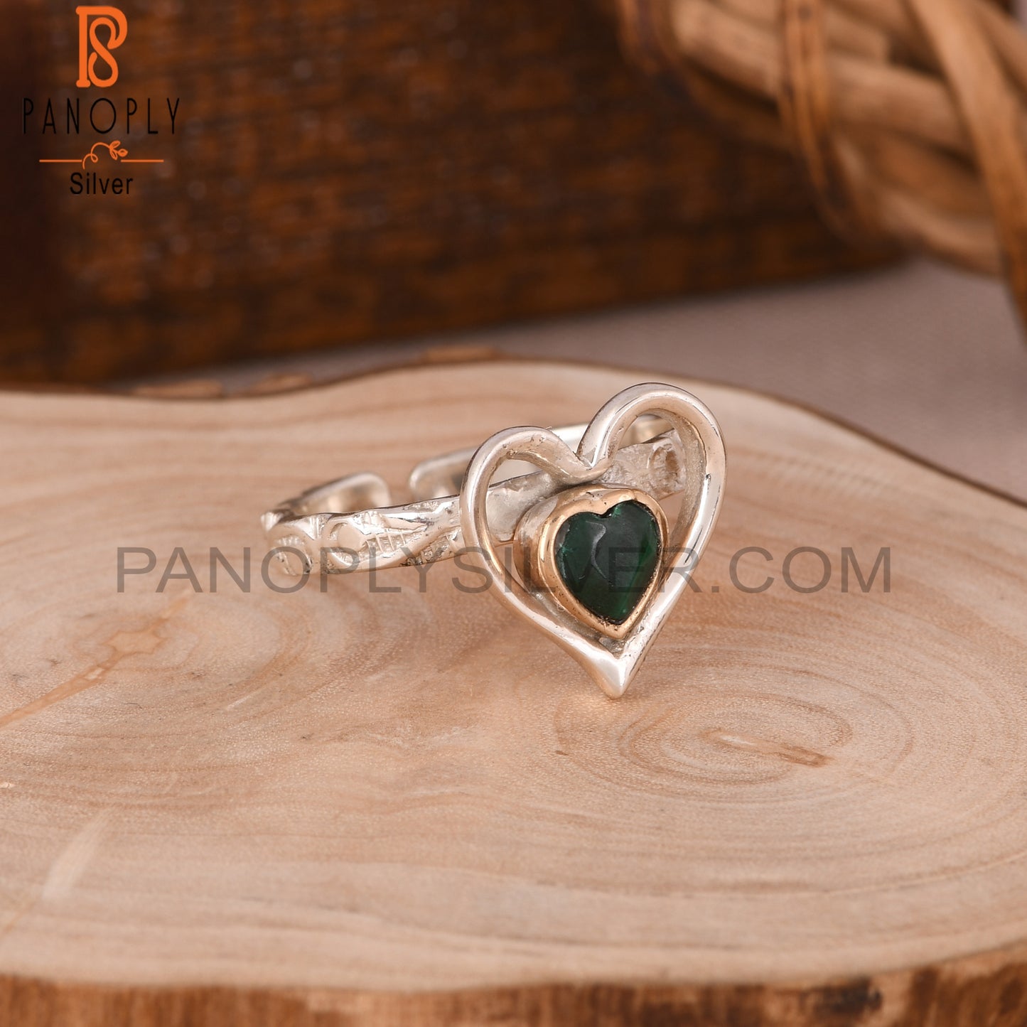 Malachite Heart 925 Sterling Silver Ring