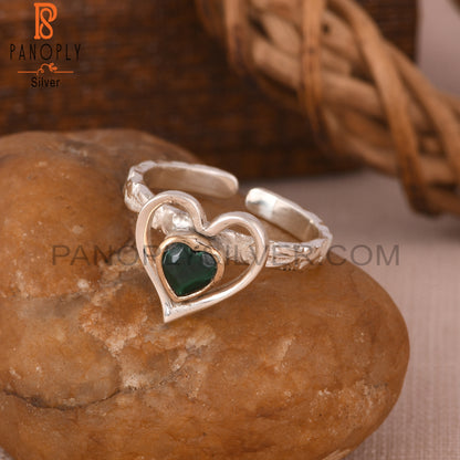 Malachite Heart 925 Sterling Silver Ring