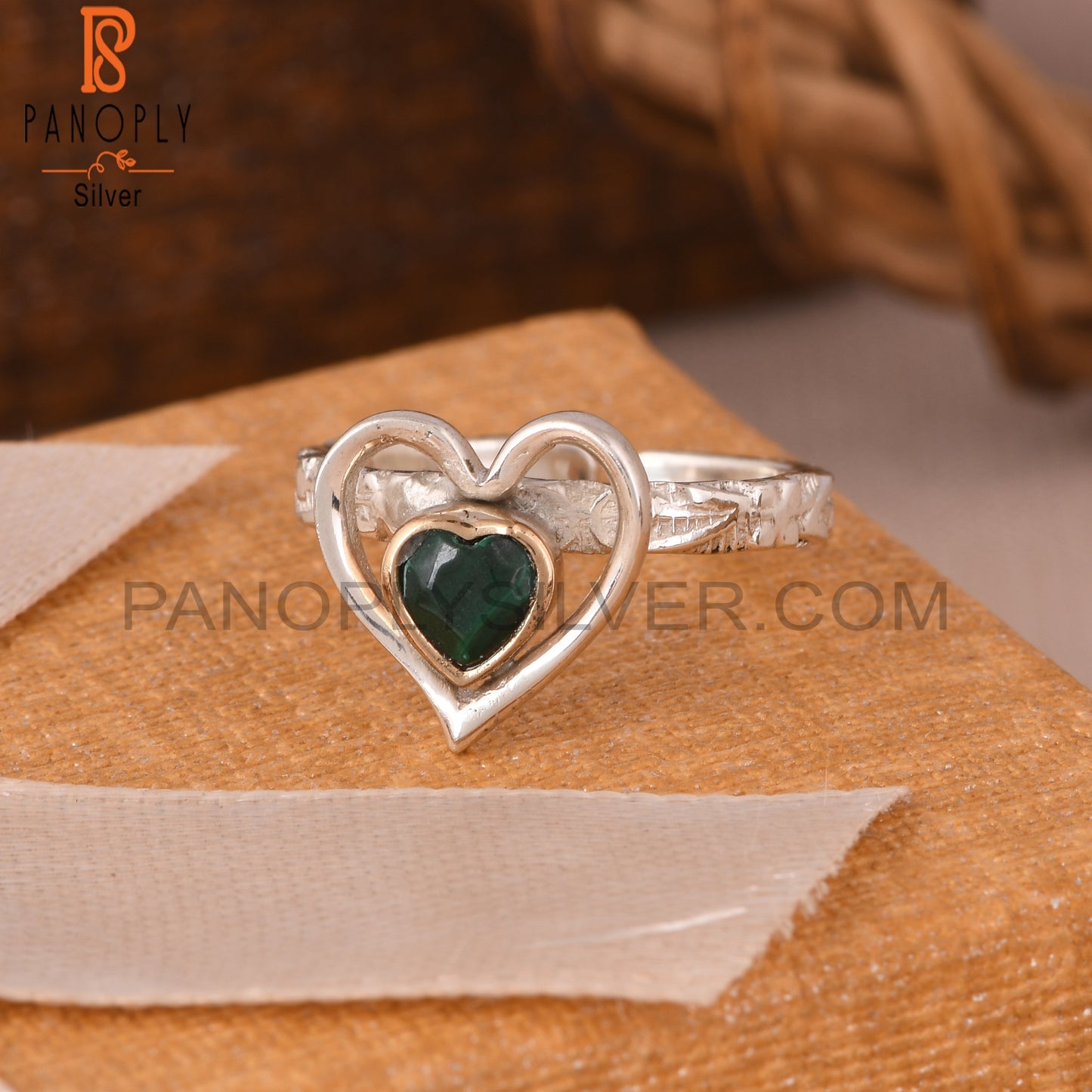 Malachite Heart 925 Sterling Silver Ring