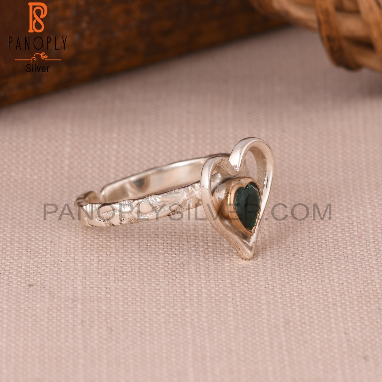 Malachite Heart 925 Sterling Silver Ring