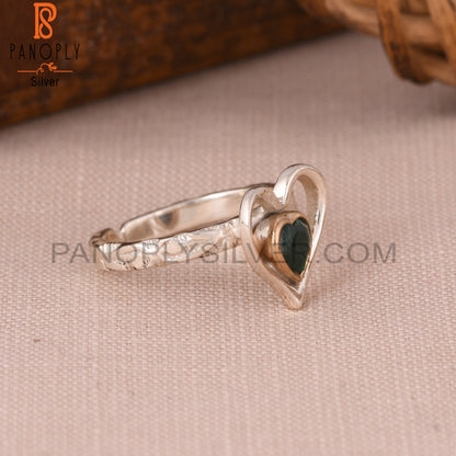 Malachite Heart 925 Sterling Silver Ring