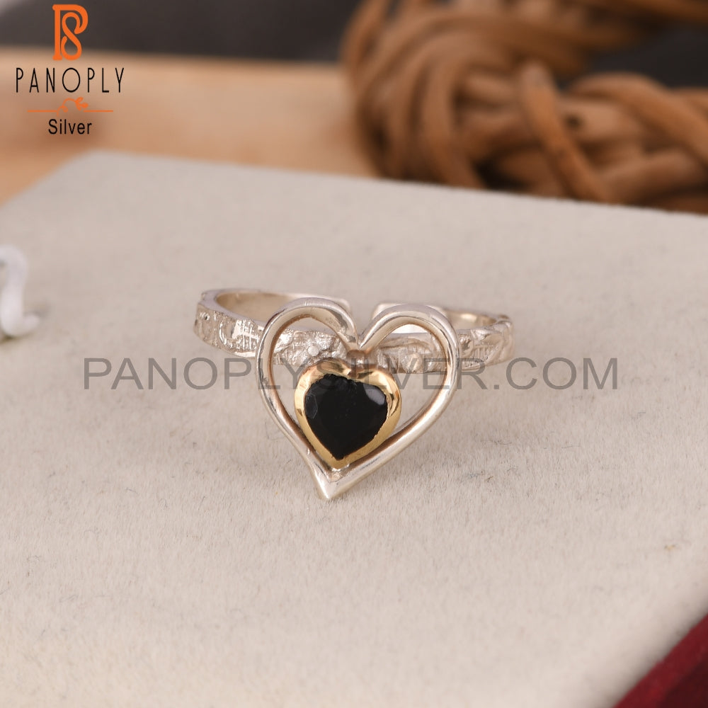 Black Onyx Heart 925 Sterling Silver Ring