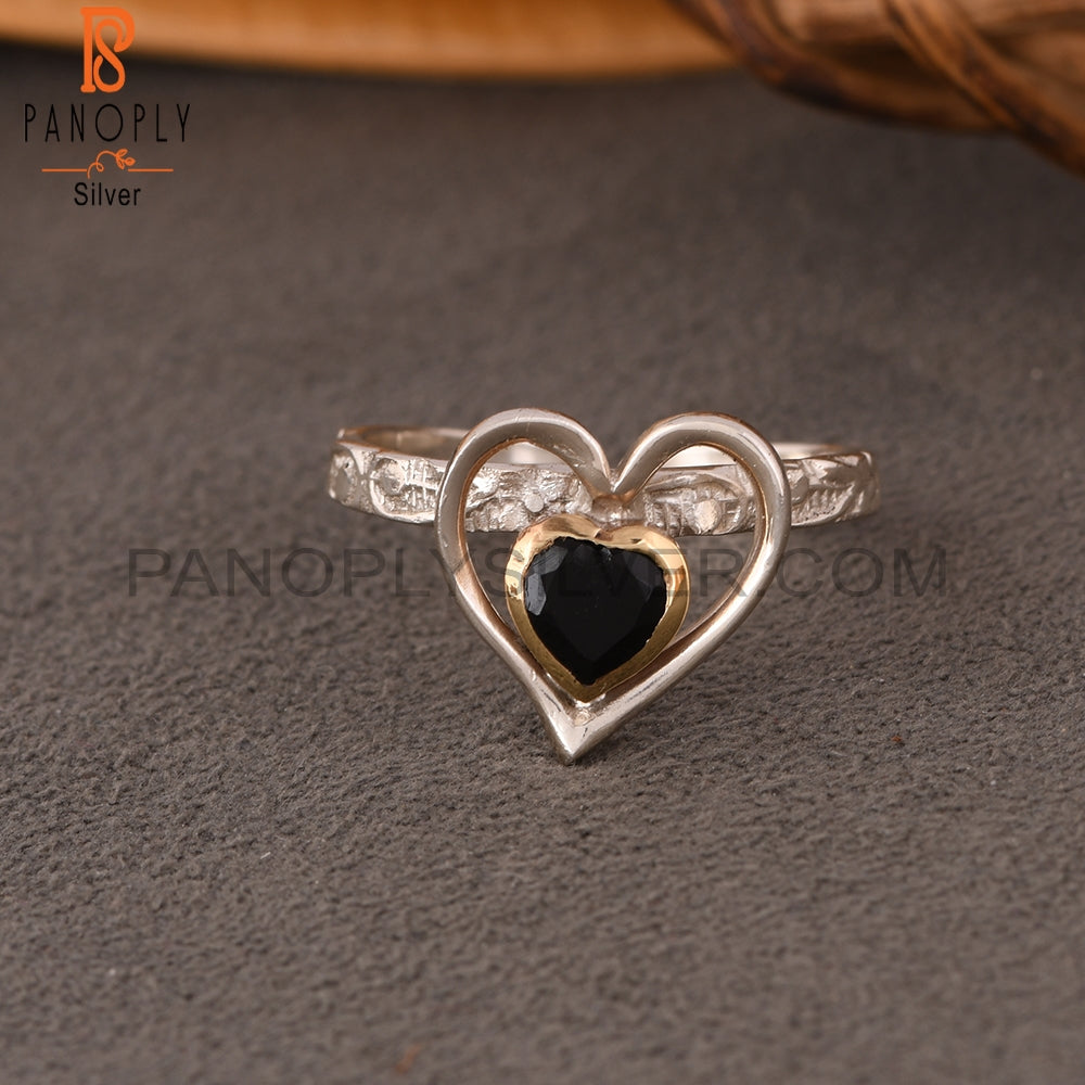 Black Onyx Heart 925 Sterling Silver Ring