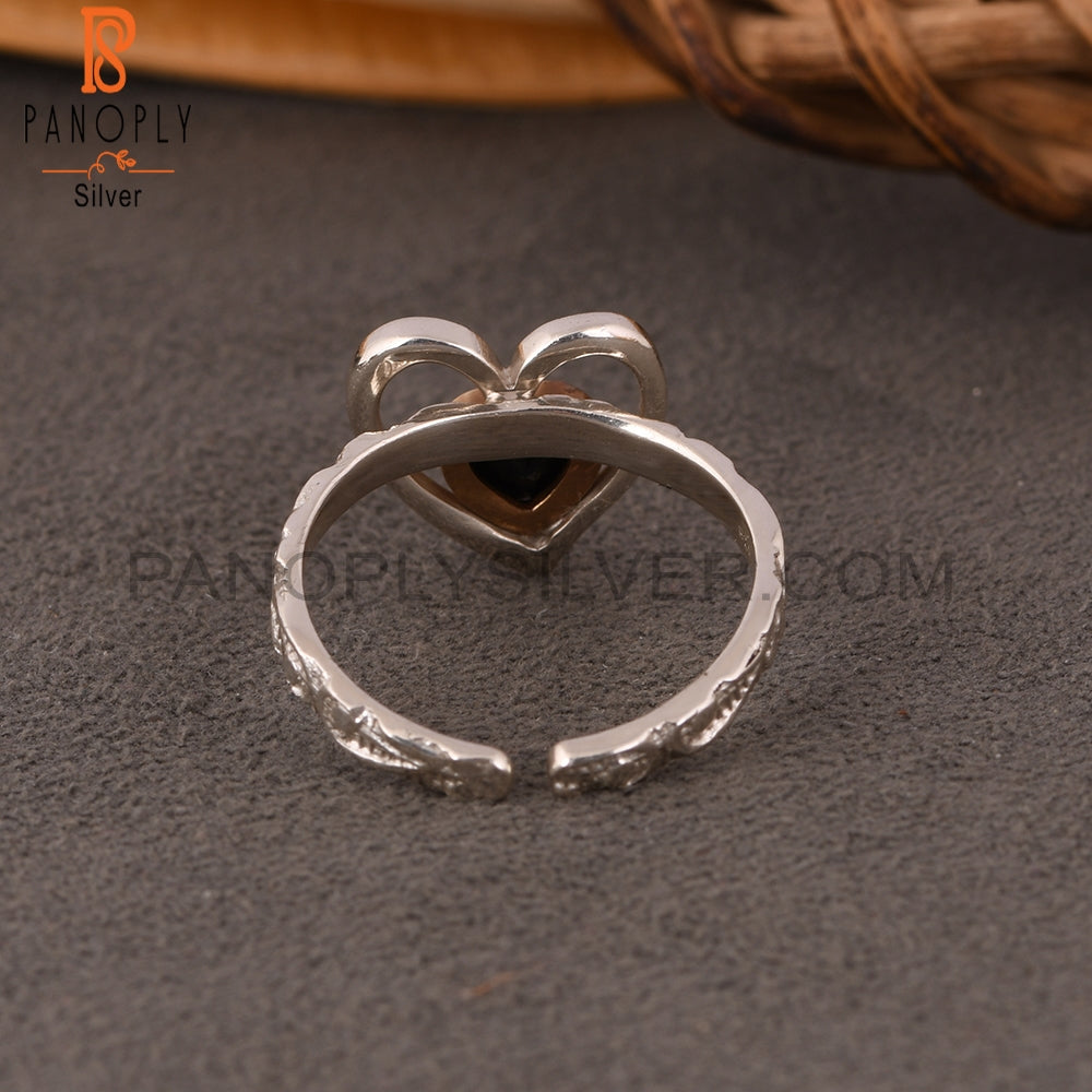 Black Onyx Heart 925 Sterling Silver Ring
