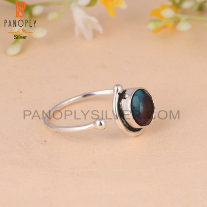 Bio Alexandrite Doublet Quartz 925 Silver Adjustable Ring