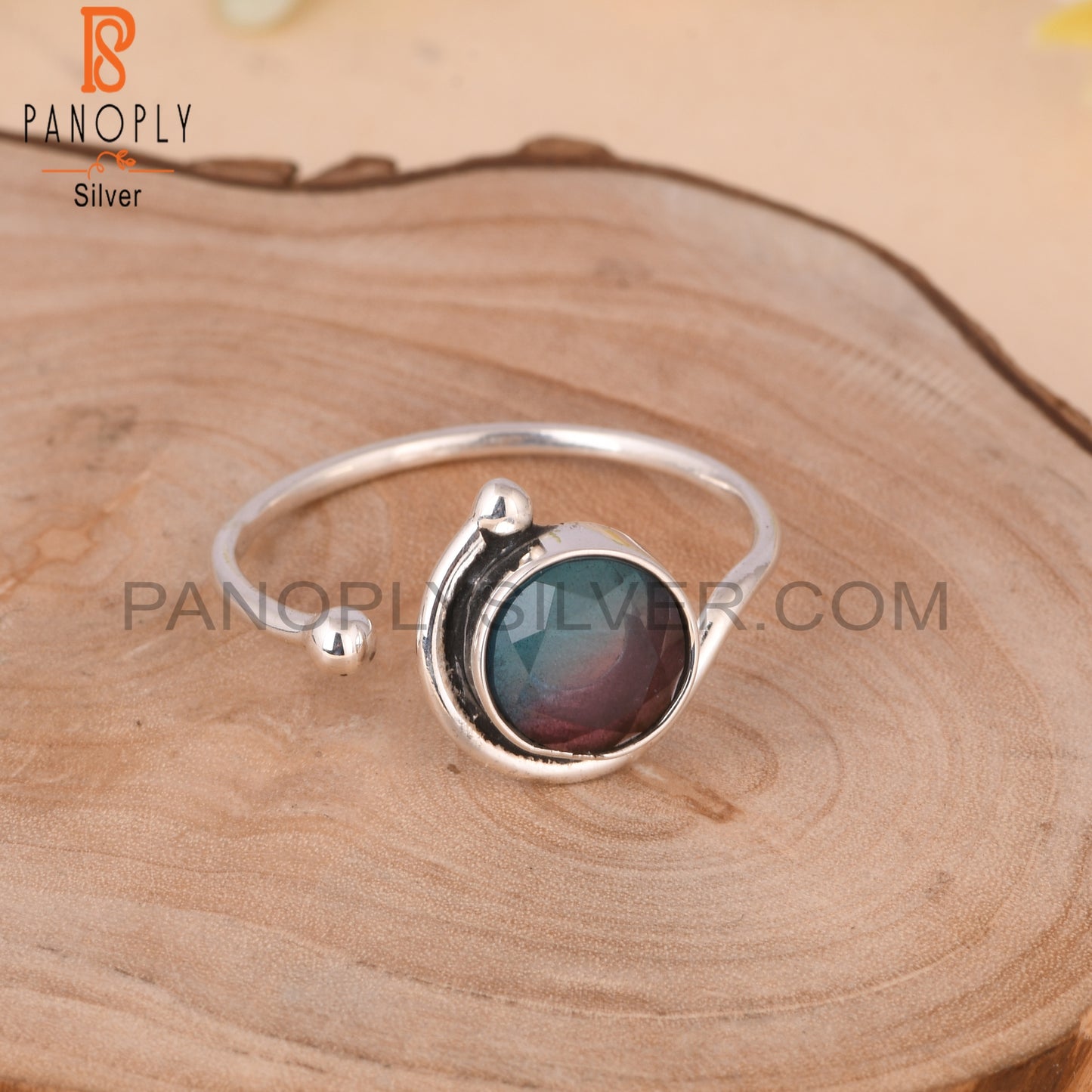 Bio Alexandrite Doublet Quartz 925 Silver Adjustable Ring