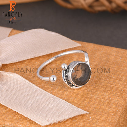 Fluorite Round 925 Sterling Silver Ring