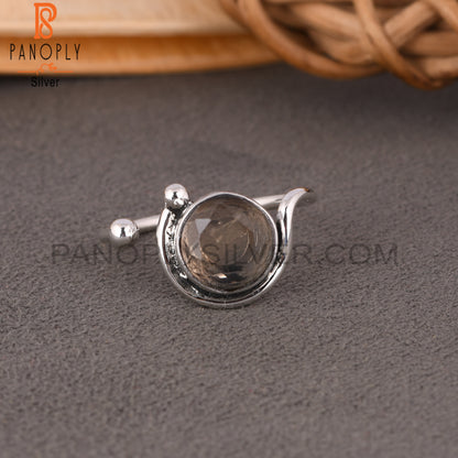 Fluorite Round 925 Sterling Silver Ring