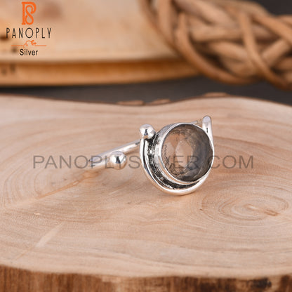 Fluorite Round 925 Sterling Silver Ring