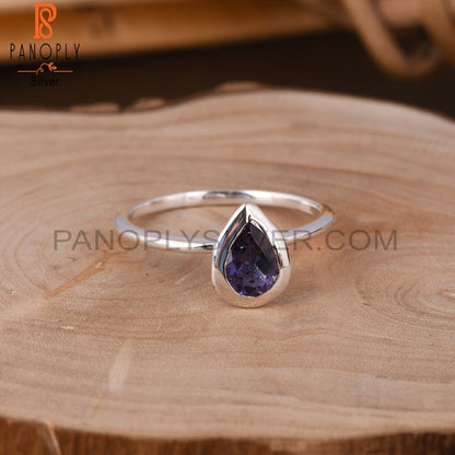 Iolite Pear 925 Sterling Silver Ring