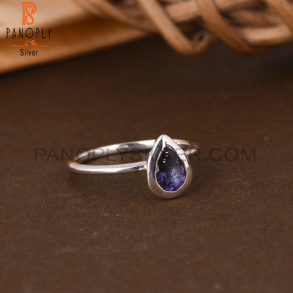 Iolite Pear 925 Sterling Silver Ring