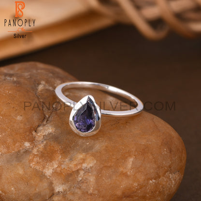 Iolite Pear 925 Sterling Silver Ring