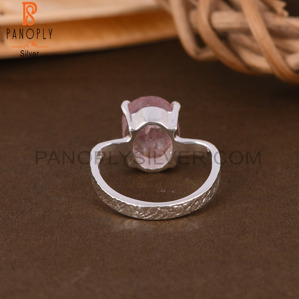 Strawberry Quartz Oval 925 Silver Ring