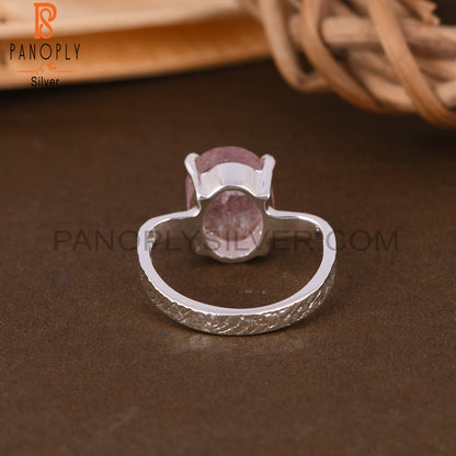 Strawberry Quartz Oval 925 Silver Ring