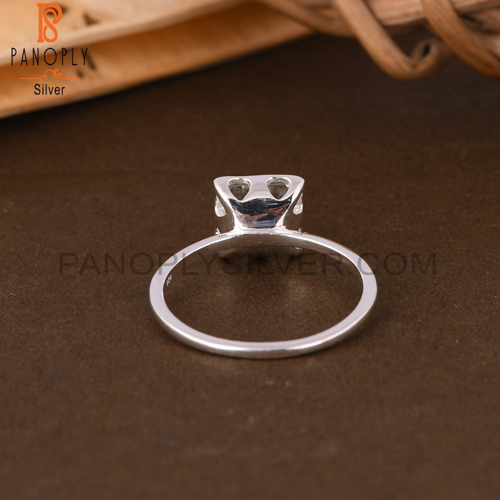 Green Amethyst Square Shape 925 Sterling Silve Ring