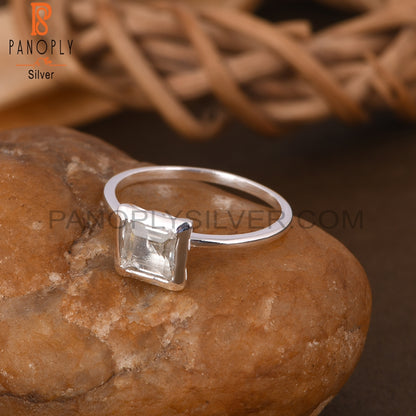 Green Amethyst Square Shape 925 Sterling Silve Ring