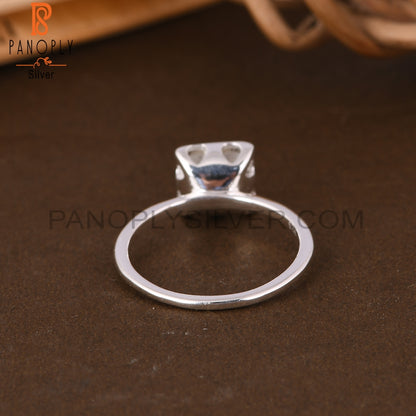 Rainbow Moonstone Square 925 Sterling Silver Ring