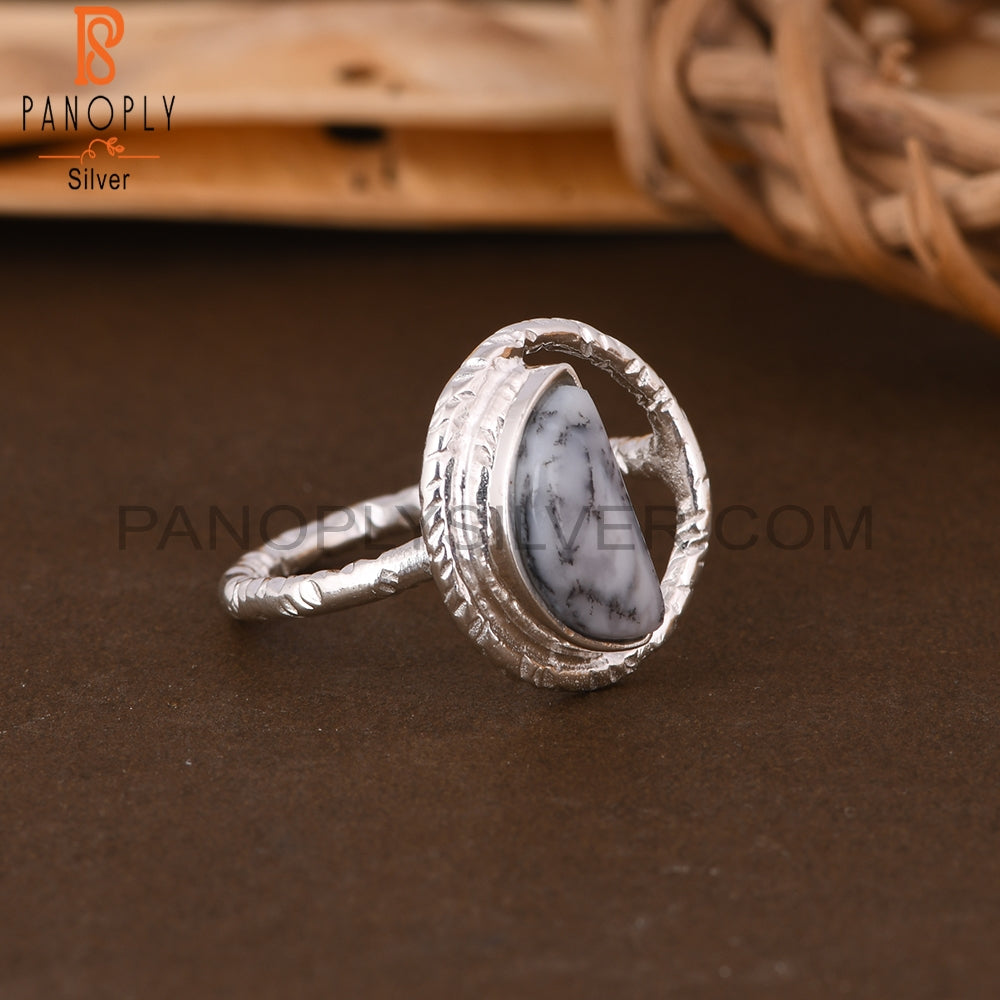 Dendrite D Shape 925 Sterling Silver Ring