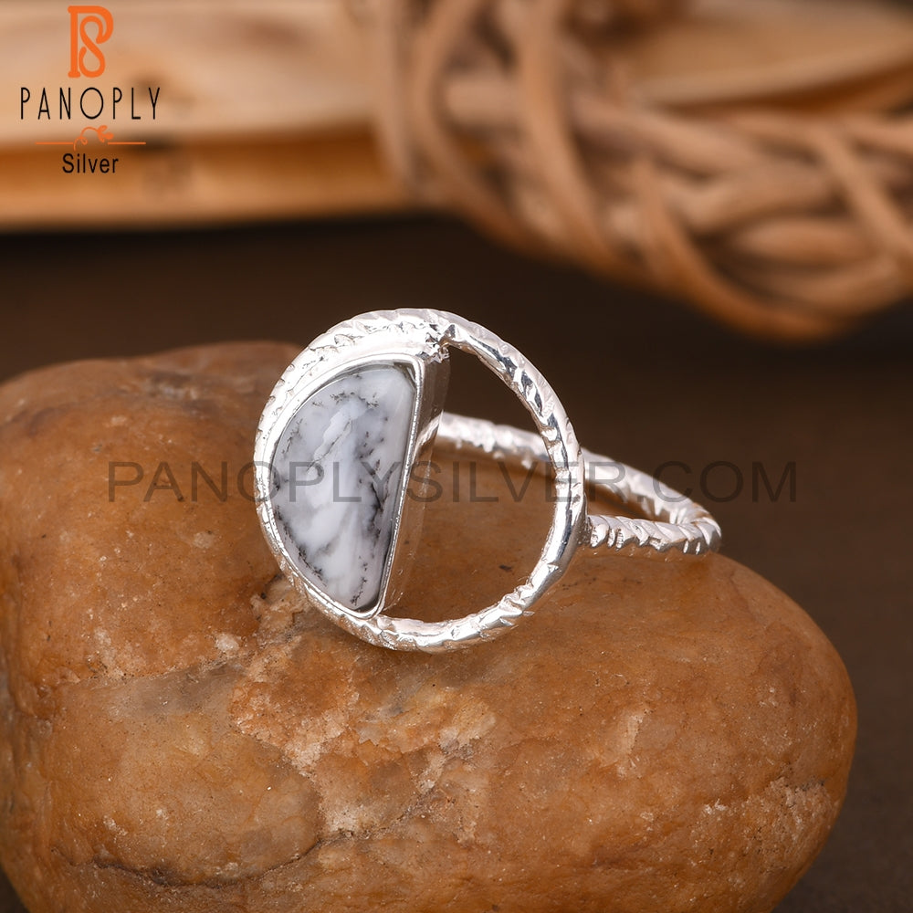 Dendrite D Shape 925 Sterling Silver Ring
