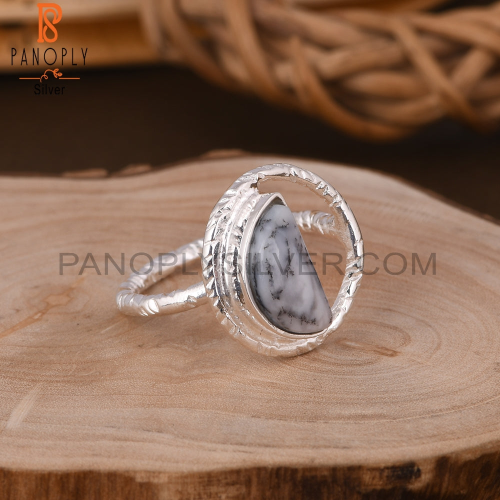 Dendrite D Shape 925 Sterling Silver Ring