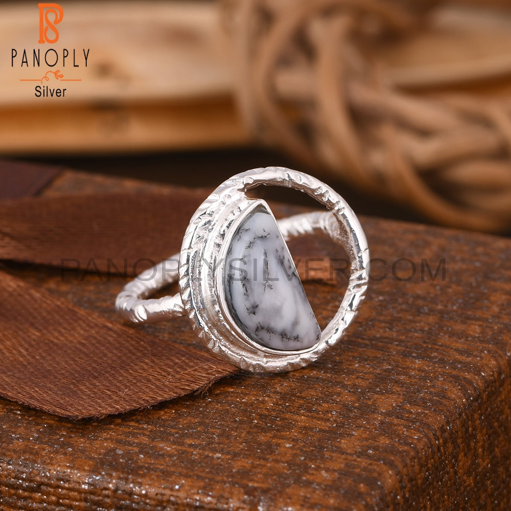 Dendrite D Shape 925 Sterling Silver Ring