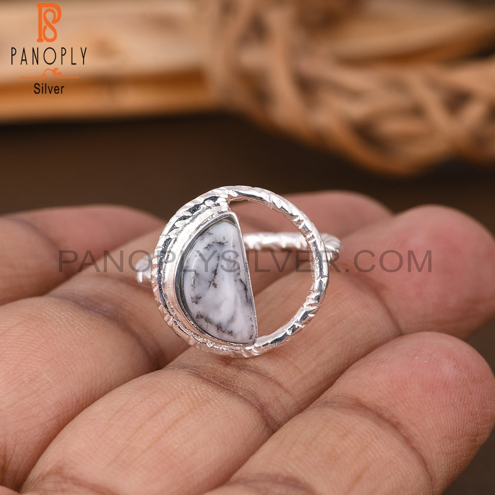 Dendrite D Shape 925 Sterling Silver Ring