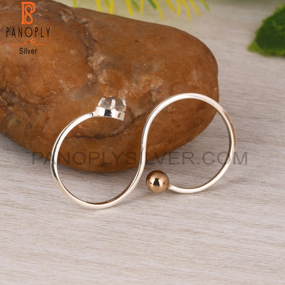Crystal Quartz Round 925 Sterling Silver Ring