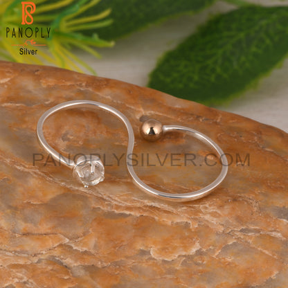 Crystal Quartz Round 925 Sterling Silver Ring