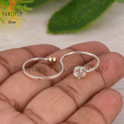 Crystal Quartz Round 925 Sterling Silver Ring