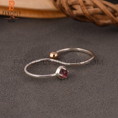 Pink Tourmaline 925 Sterling Silver S Shape Ring