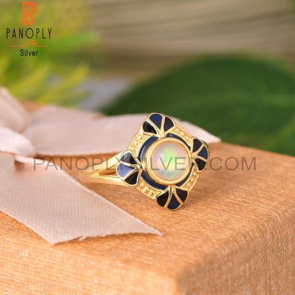 Ethiopian Opal 925 Sterling Silver Wedding Ring