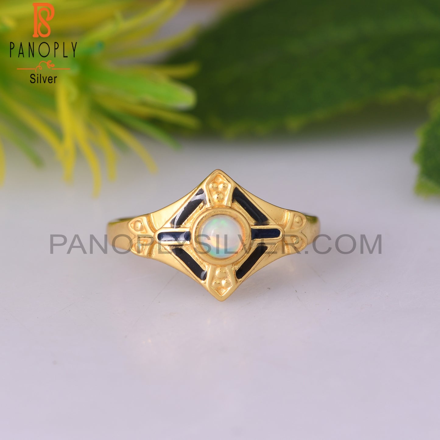 Ethiopian Opal Round 925 Sterling Silver Ring