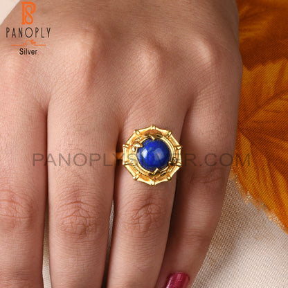 Lapis Lazuli Round 925 Sterling Silver Ring