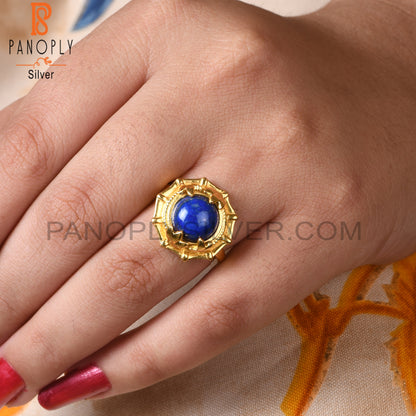 Lapis Lazuli Round 925 Sterling Silver Ring