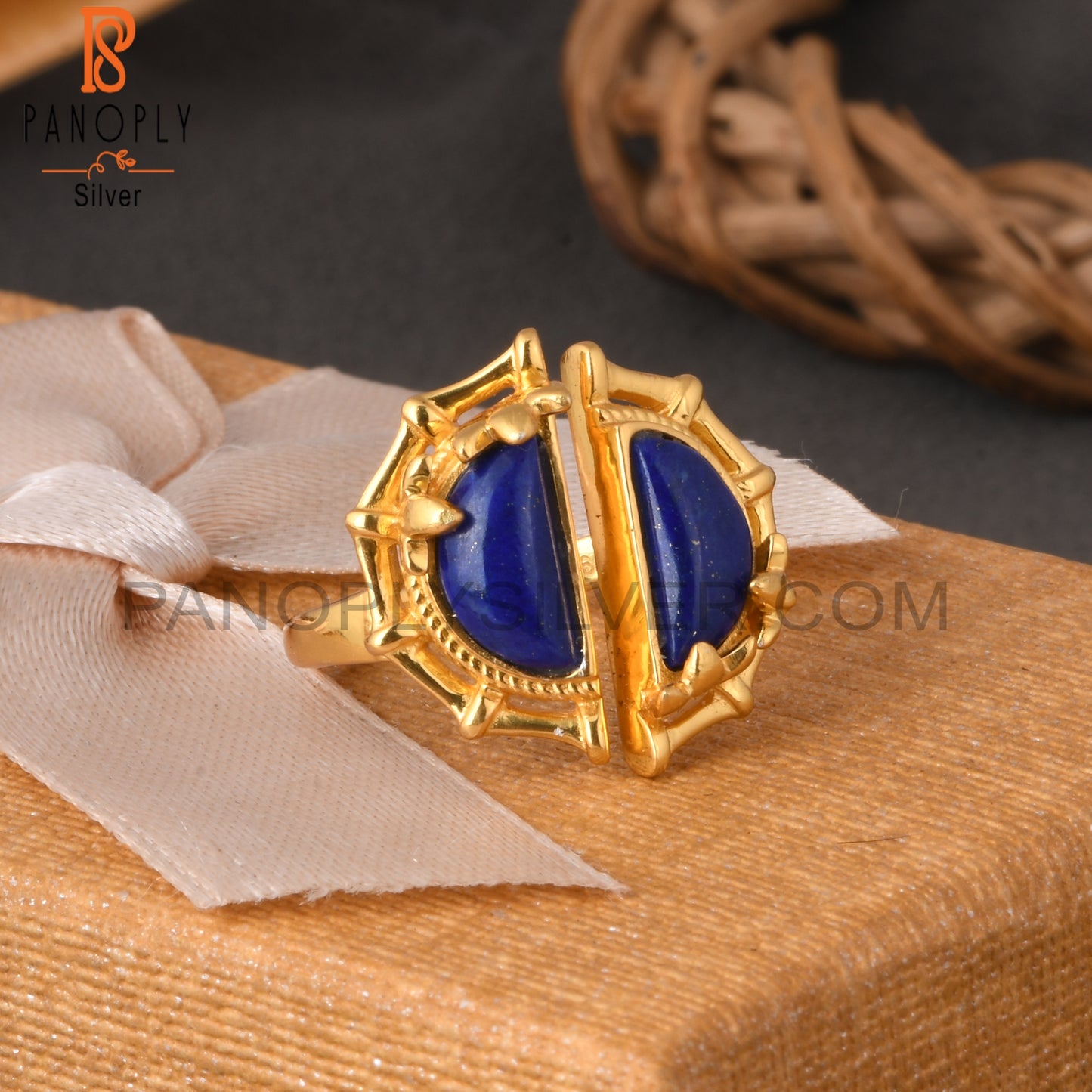 Lapis D Shape 925 Sterling Silver Ring