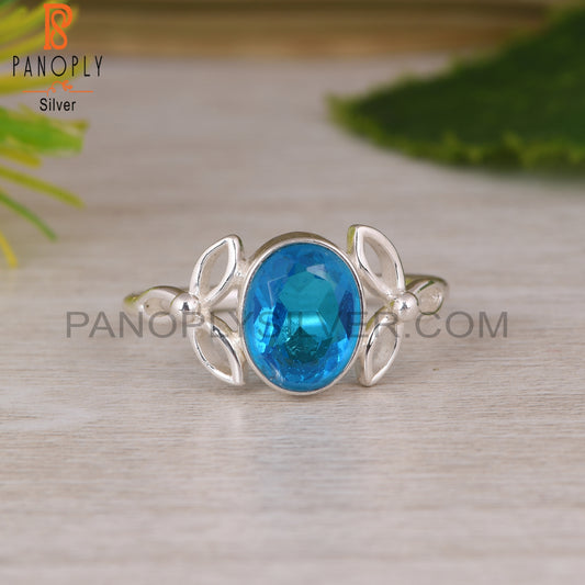 Doublet Aquamarine Quartz 925 Sterling Silver Ring