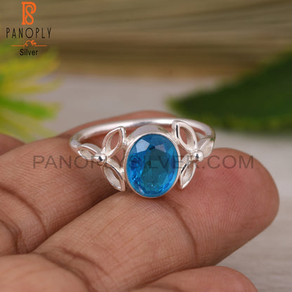 Doublet Aquamarine Quartz 925 Sterling Silver Ring