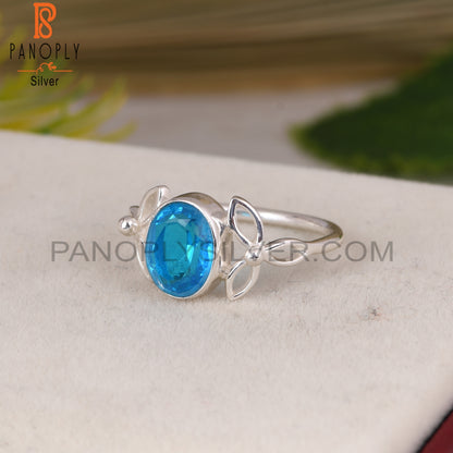 Doublet Aquamarine Quartz 925 Sterling Silver Ring