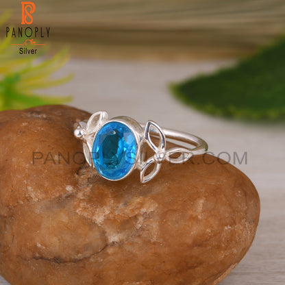 Doublet Aquamarine Quartz 925 Sterling Silver Ring