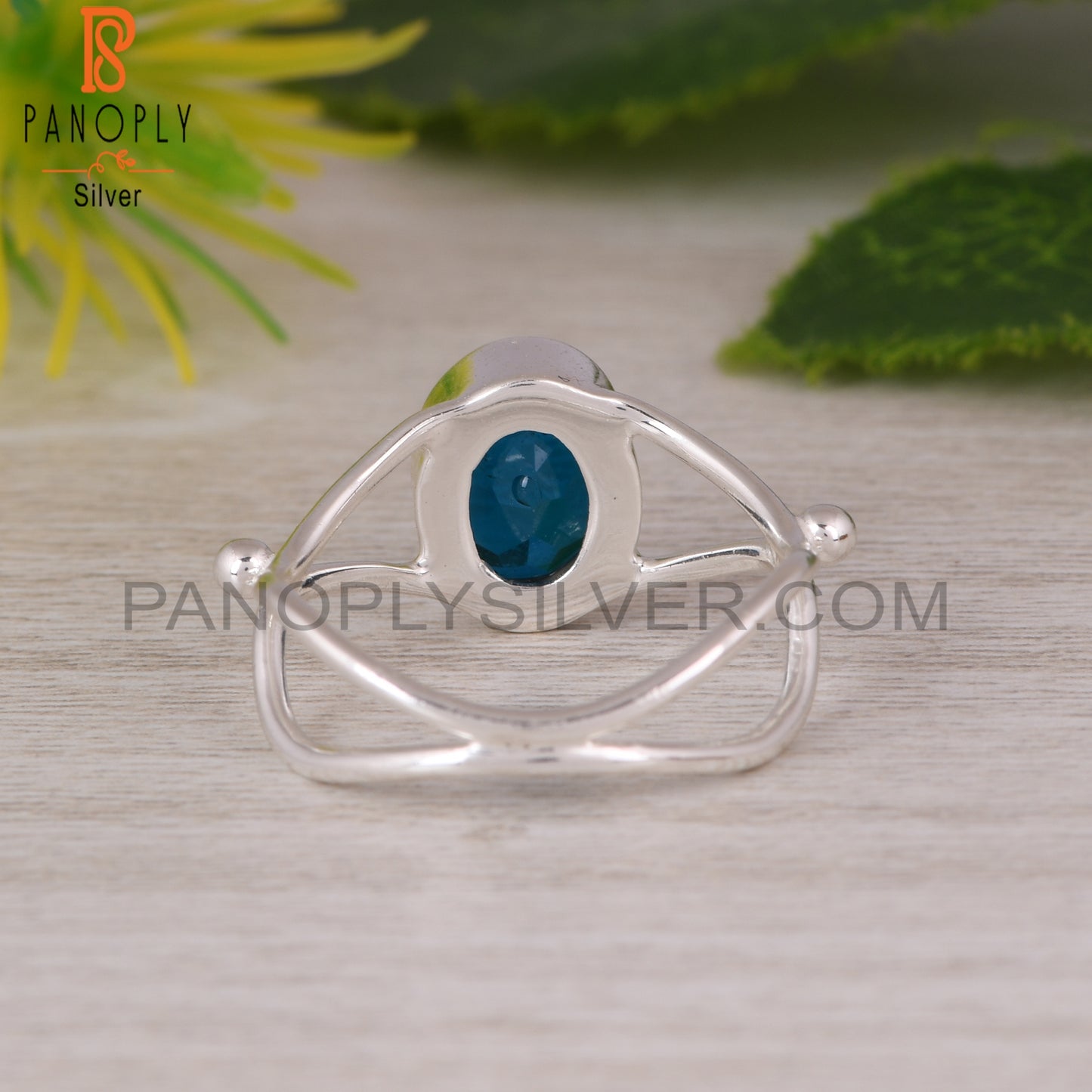 Doublet London Blue Topaz Quartz Oval 925 Sterling Silver Ring