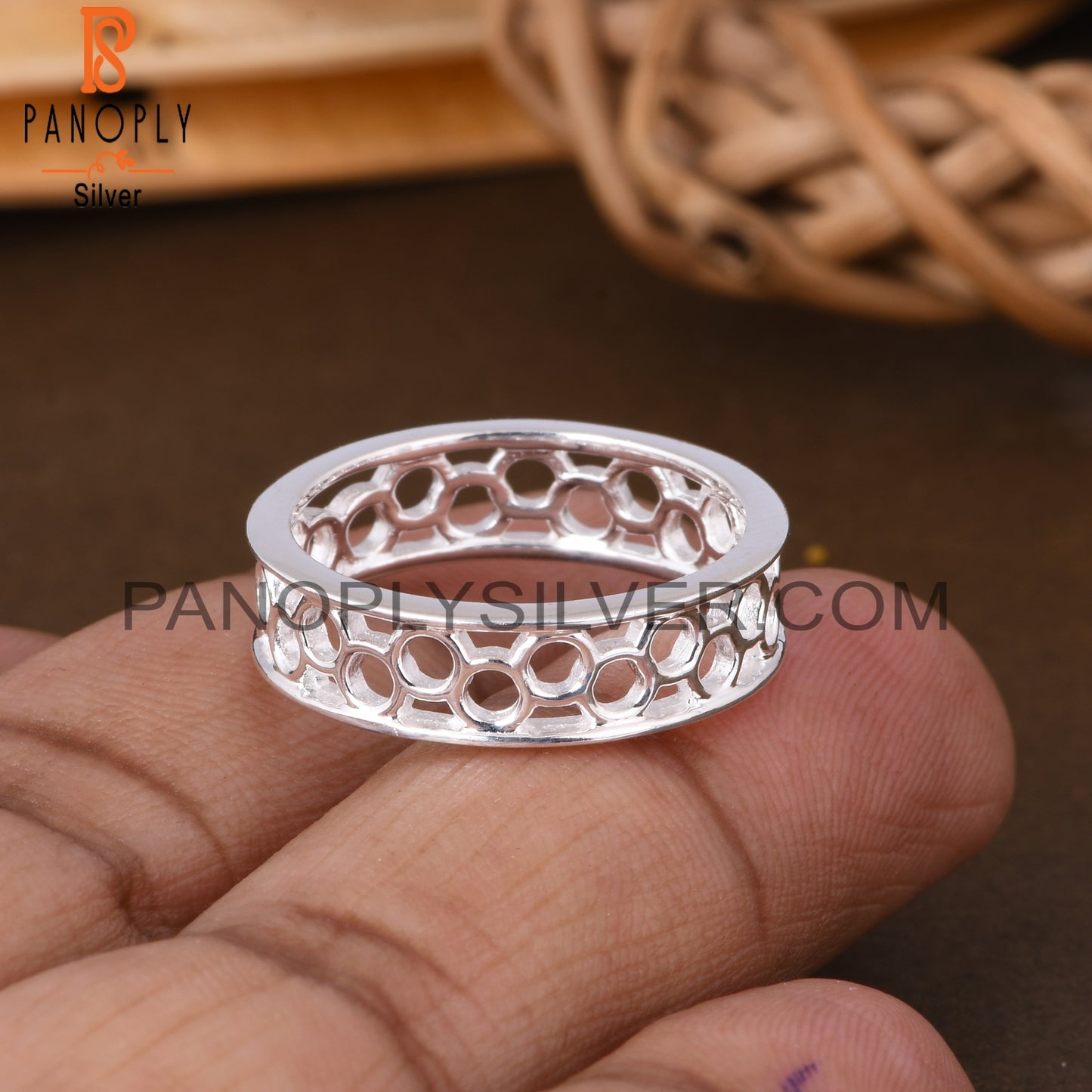 Handmade 925 Sterling Silver Plain Beehive Ring