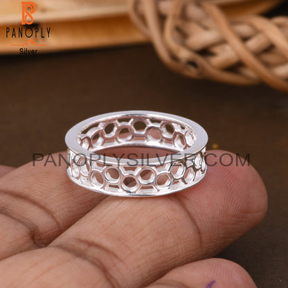 Handmade 925 Sterling Silver Plain Beehive Ring