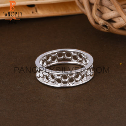 Handmade 925 Sterling Silver Plain Beehive Ring