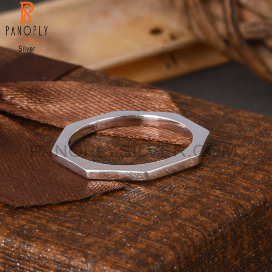 Minimalist 925 Sterling Silver Octagon Shape Ring