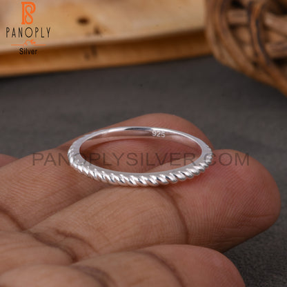 Minimalist 925 Sterling Silver Twisted Ring Band