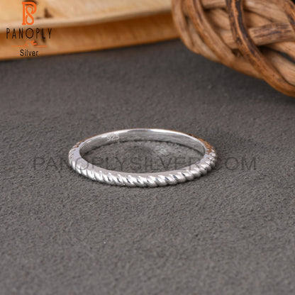 Minimalist 925 Sterling Silver Twisted Ring Band