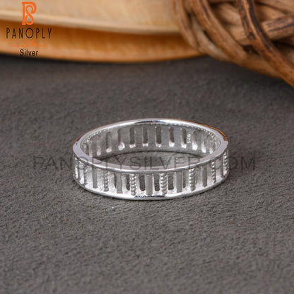 Rectangular Pattern 925 Sterling Silver Ring Band
