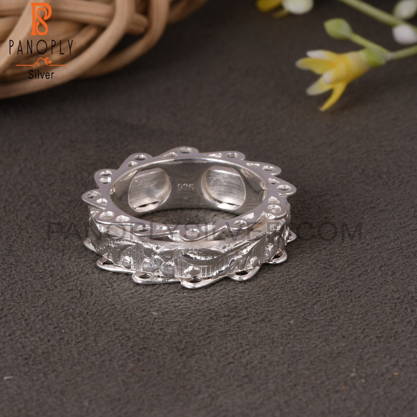 Handmade 925 Sterling Silver Floral Pattern Ring