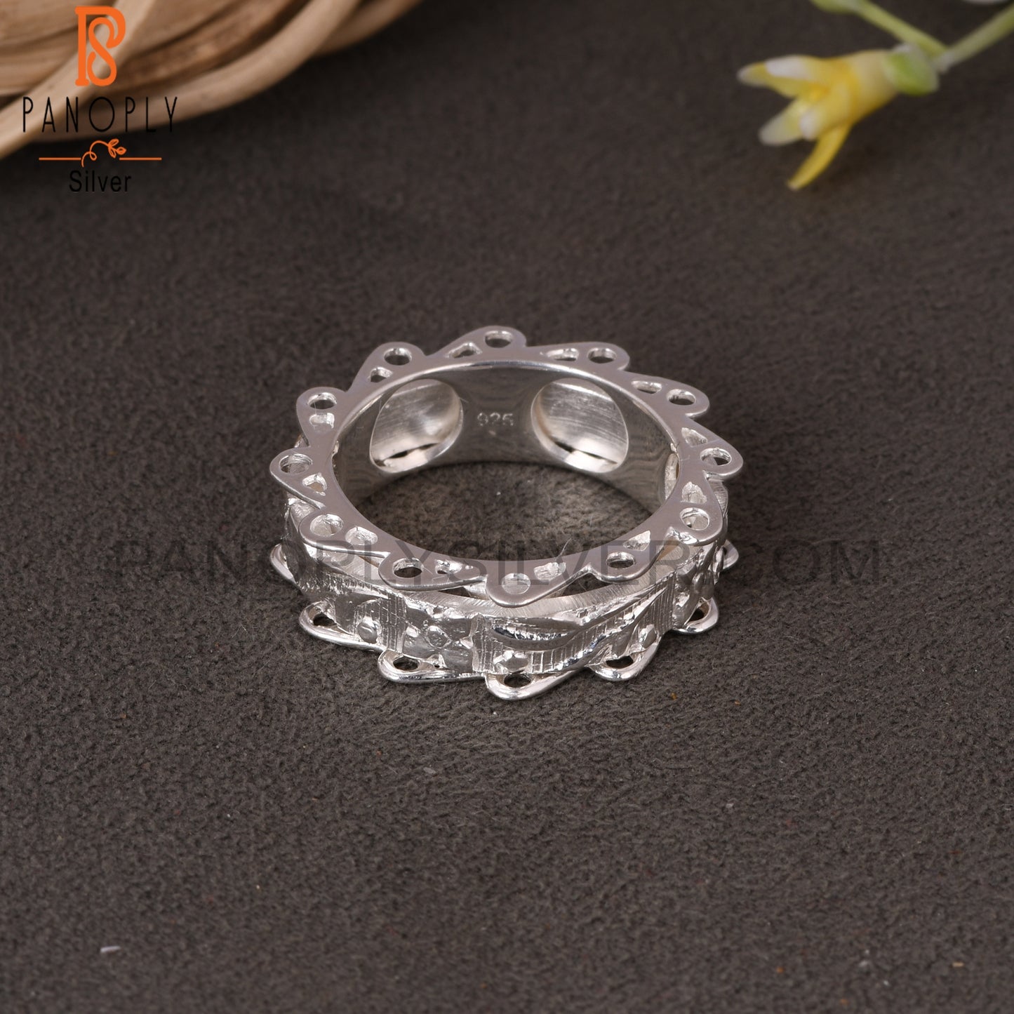 Handmade 925 Sterling Silver Floral Pattern Ring