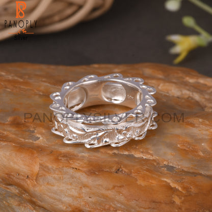 Handmade 925 Sterling Silver Floral Pattern Ring